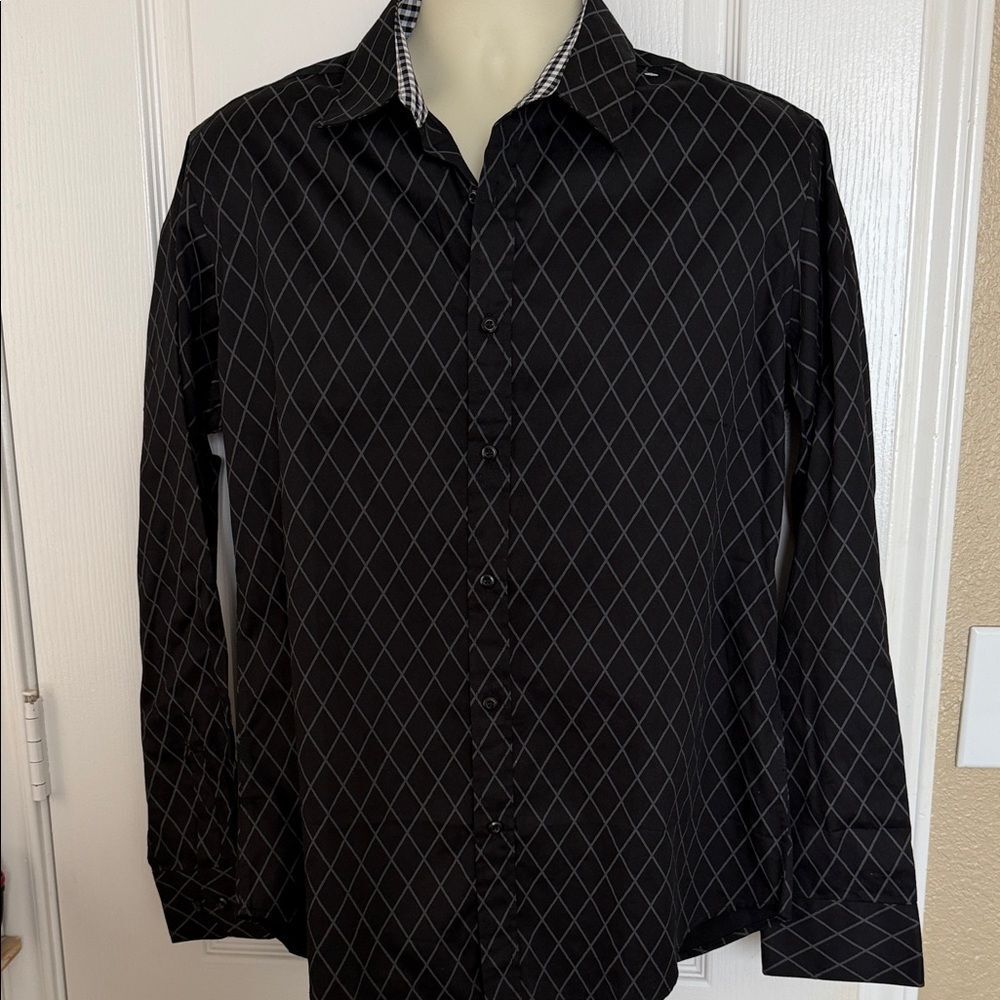 Coofandy Men's Black Diamond Pattern Shirt